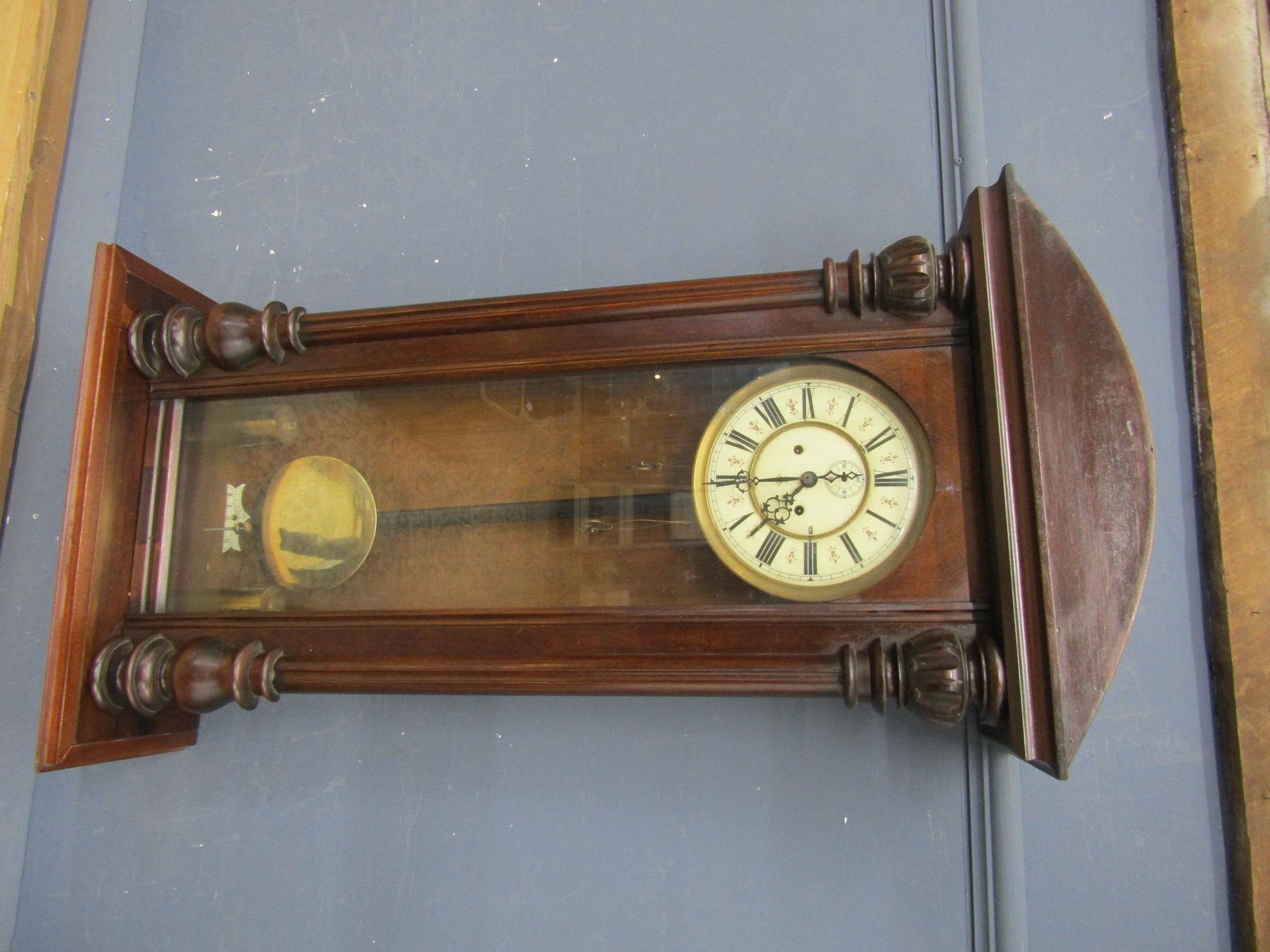 19th Century Gustav Becker mahogany cased twin weight regulator wall clock