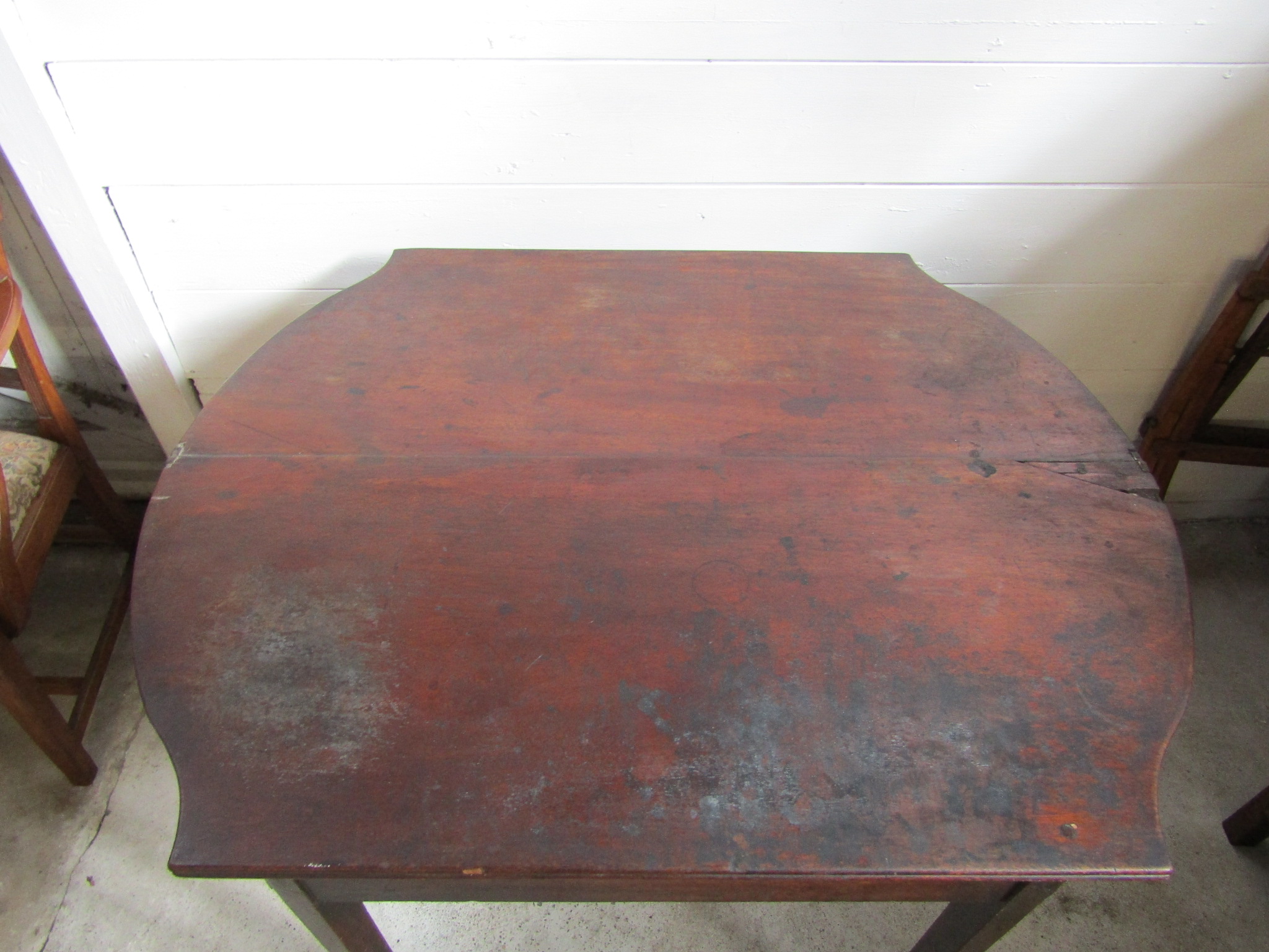 Card table, folding chair frame and stool (card table needs restoration) - Image 4 of 4