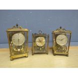 2 Schatz German anniversary mantel clocks and 1 made by Koma