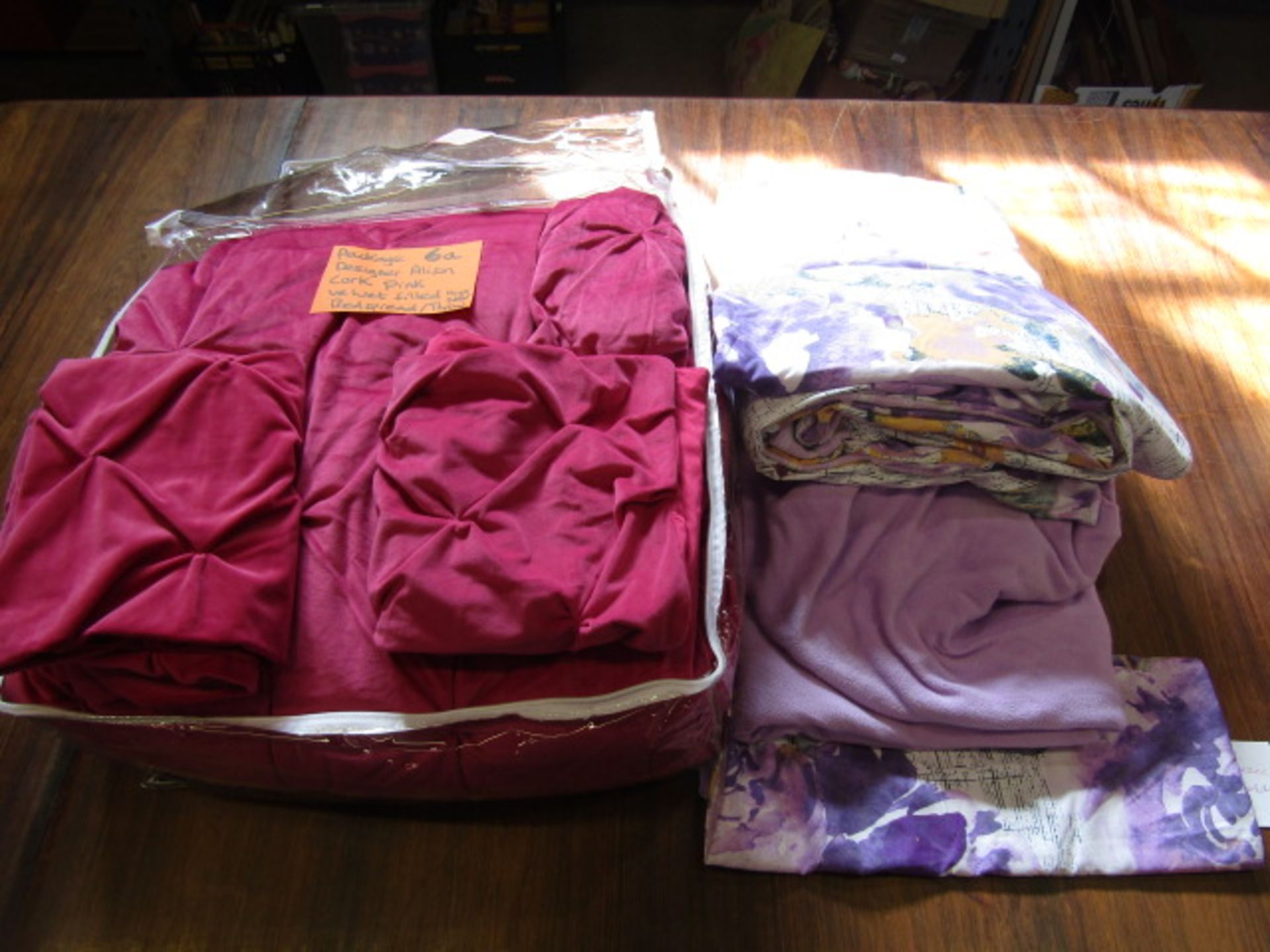 Designer Alice Cork super soft heavy pink quilted bedspread and a super soft fleece duvet set