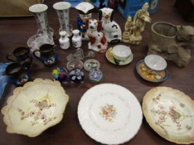 Various ceramics and glass (decanter stoppers removed from this lot)