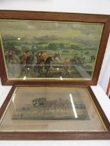 A painting and an etching relating to horses/coaching