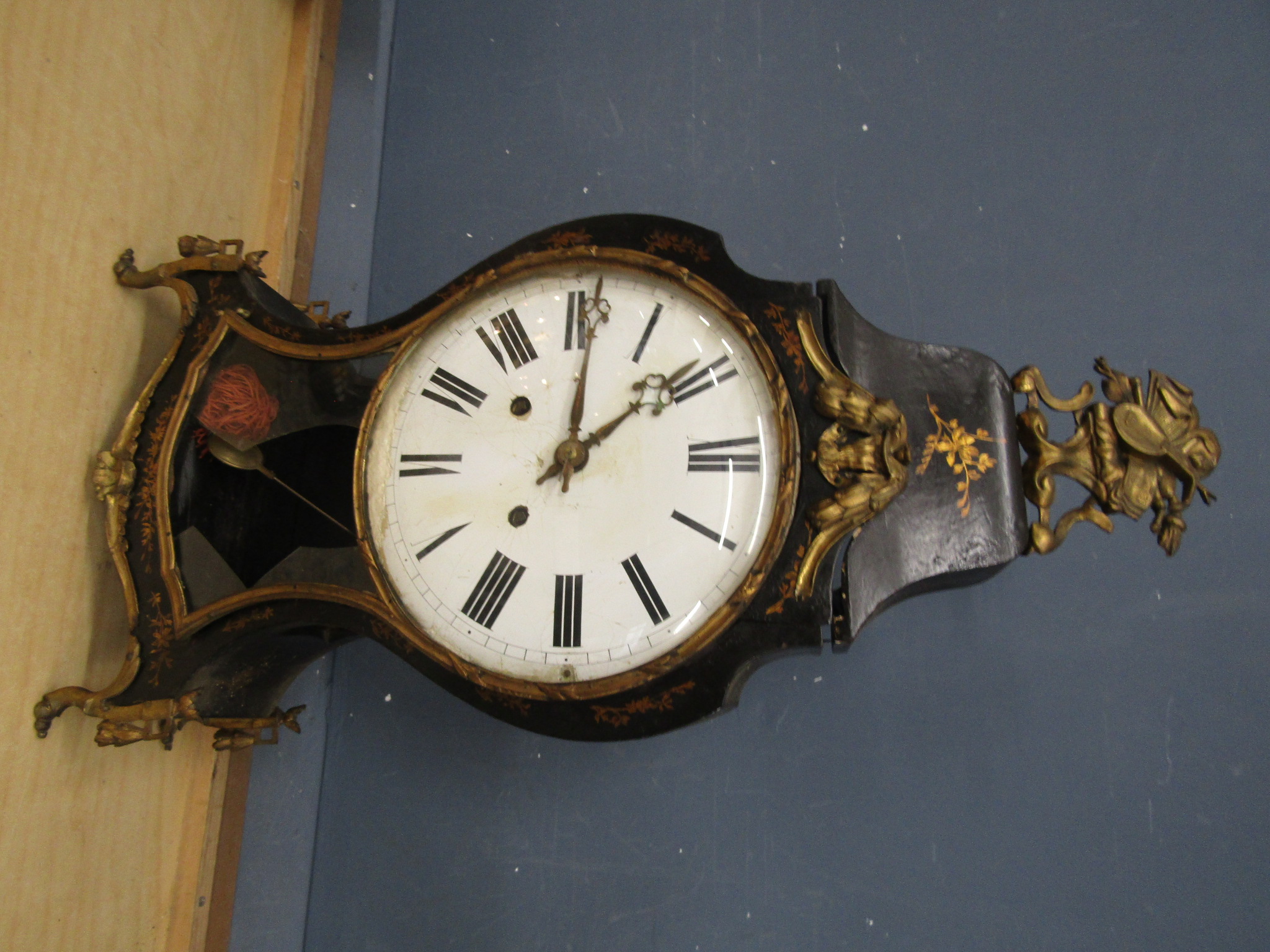 19th Century Swiss style striking bracket clock with Ormolu decoration, pendulum and key (needs some - Image 5 of 10