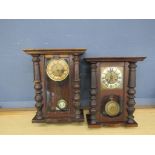 Two 19th century mahogany cased striking regulator wall clocks (some restoration needed)