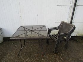 Metal garden table and 4 stacking chairs