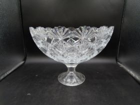 An English cut glass footed fruit bowl 23cmH 30cm Dia