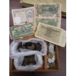 Mixed coinage inc Victorian pennies plus bank notes