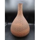 A pottery funnel neck vase35cmH