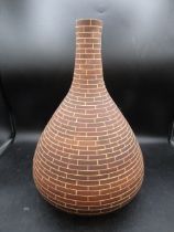 A pottery funnel neck vase35cmH