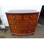 Mahogany bow fronted 2 short over 3 long chest of drawers 107cmW 57cmD 109cmH