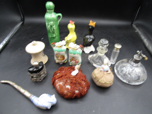 Pie vents, scent bottles, porcelain doll heads etc