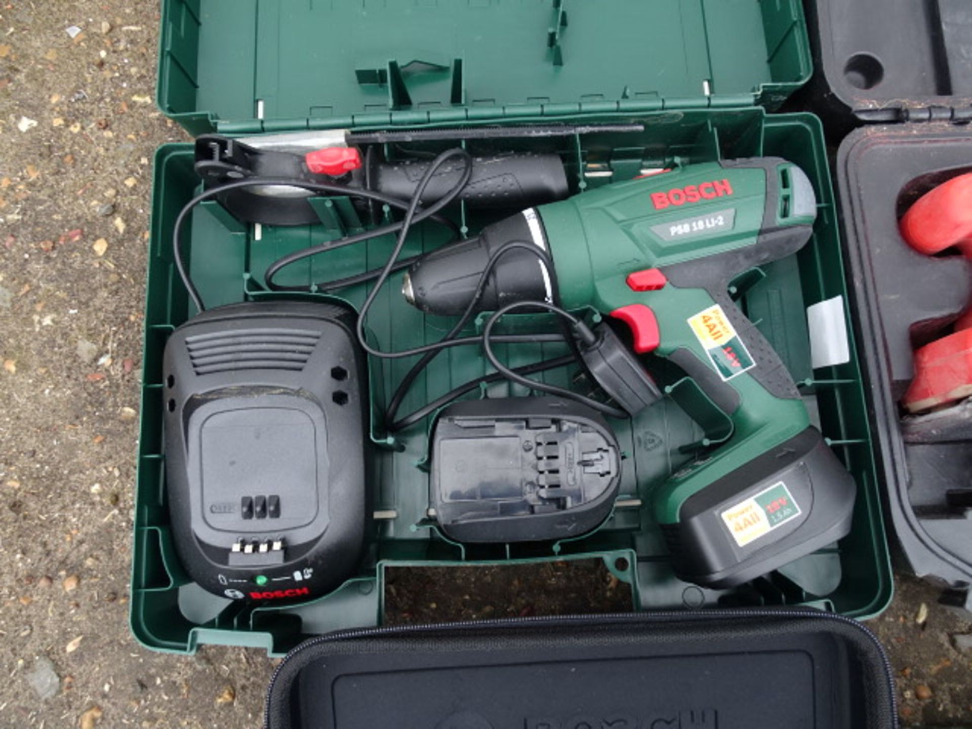 Bosch cordless lithium drill, garden trimmer and Black & Decker sander, all from a house clearance - Image 4 of 7