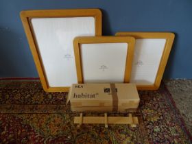 3 Habitat picture frames and 2 coat racks
