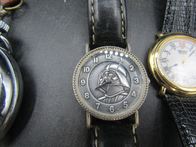 Ingersol pocket watch, Seiko watch, Star Wars watch (1997 Lucas film ser no. 10289), Jarel watch - Image 3 of 5