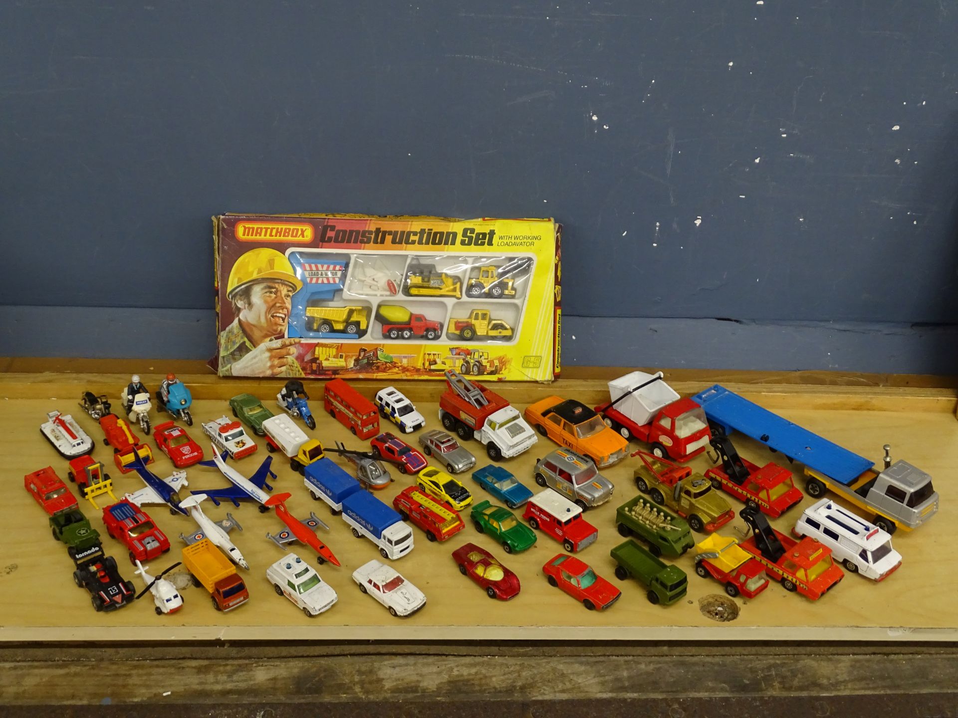1970's Boxed Matchbox construction Set and other diecast vehicles to include Tonka, Corgi and