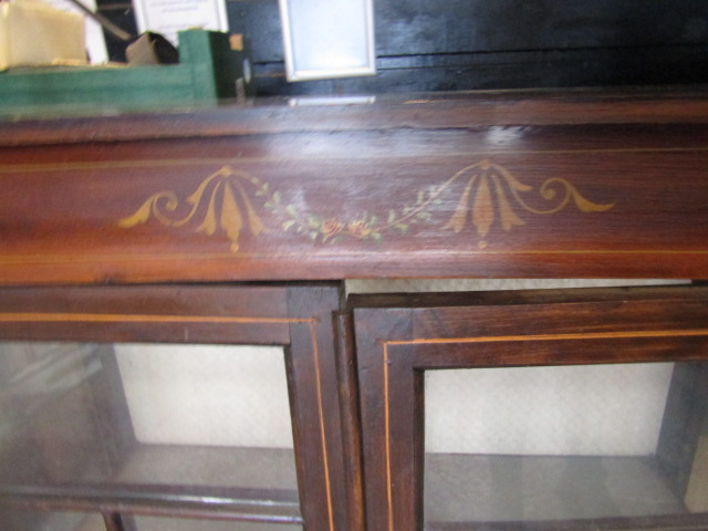 2 Edwardian display cupboards one has no back  small- 73Wx30Dx105H cm large- 87Wx30x64H cm - Image 3 of 6
