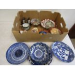 Oriental ceramics and 5 blue and white plates