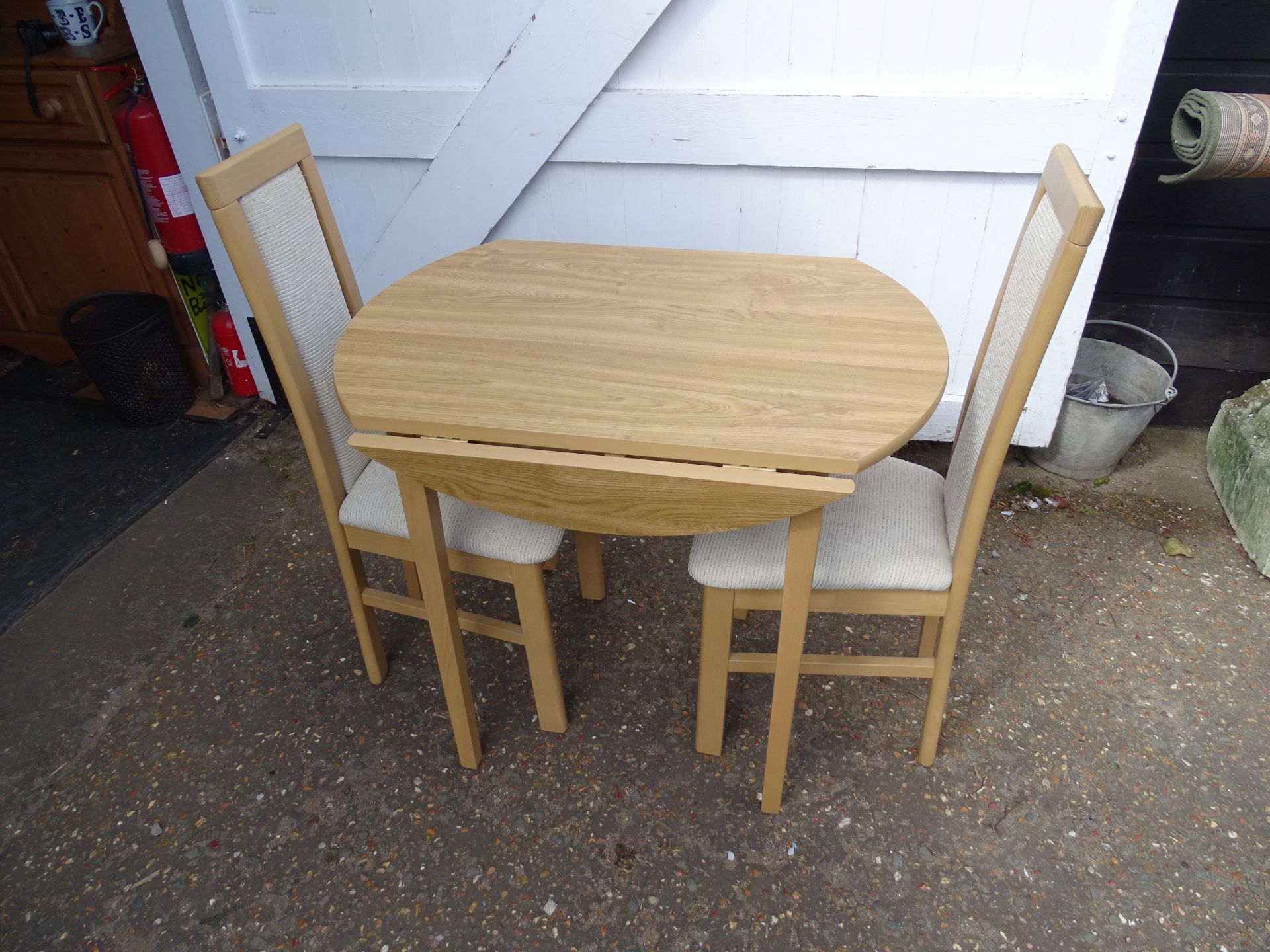 Drop leaf kitchen table with 2 upholstered chairs