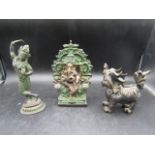 Bronze?  Ganesha, priestess and foo dog