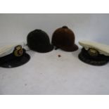 2 vintage Naval caps and 2 vintage riding hats(FOR DISPLAY ONLY!)