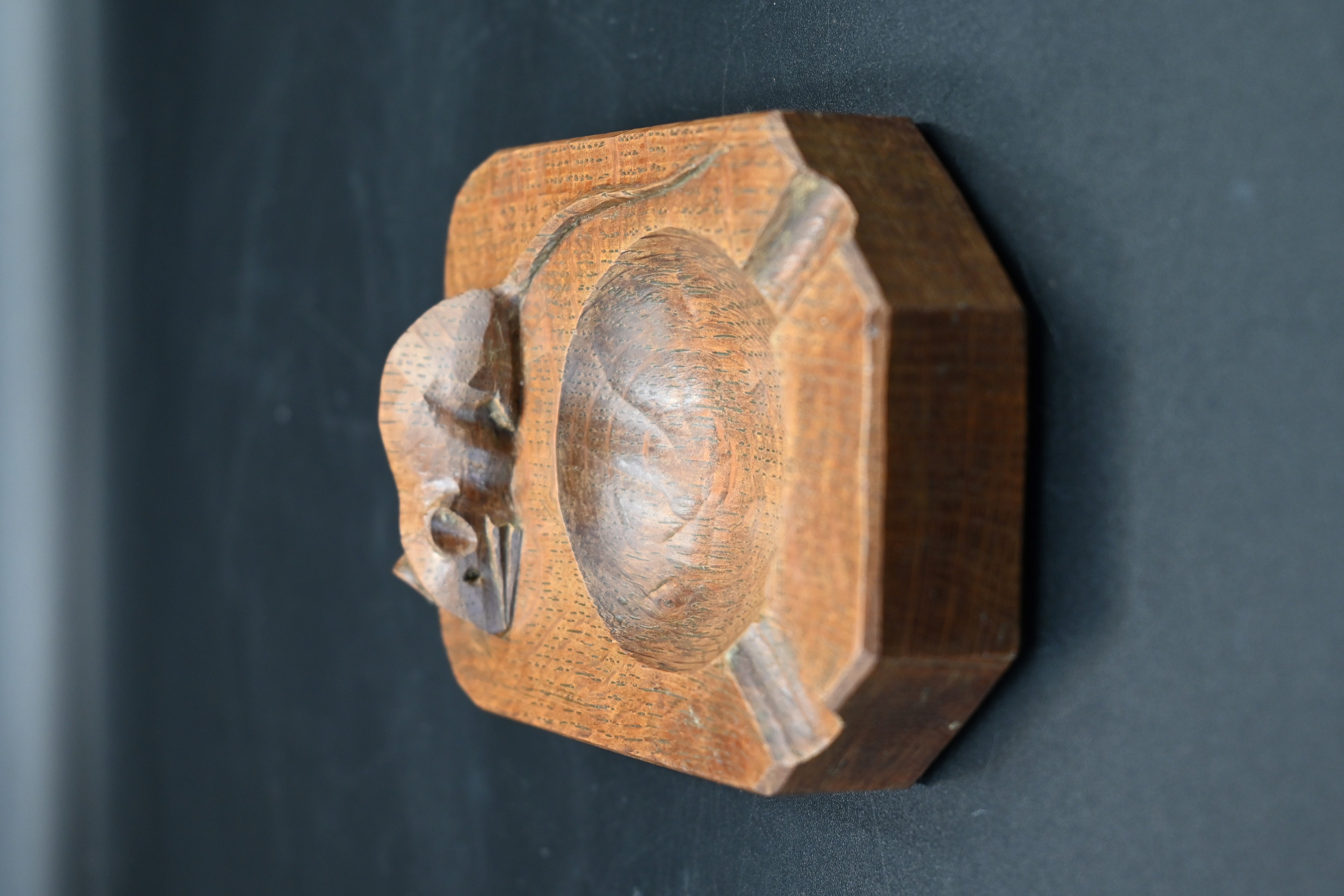 Mouseman - oak ashtray, canted rectangular form carved with a mouse signature, by the workshop of - Image 4 of 8