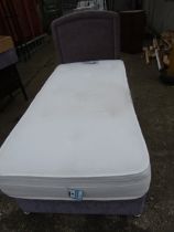 single divan bed with headboard and nearly new mattress