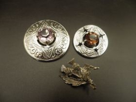 3 Celtic themed brooches (one with Marcasite)