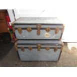 2 travelling trunks, one with interior tray