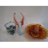 Art glass vases and carnival glass