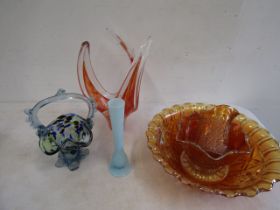 Art glass vases and carnival glass