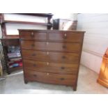 Antique bow fronted 2/4 chest of drawers with mother of pearl escutcheons 115cmW 57cmD 116cmH