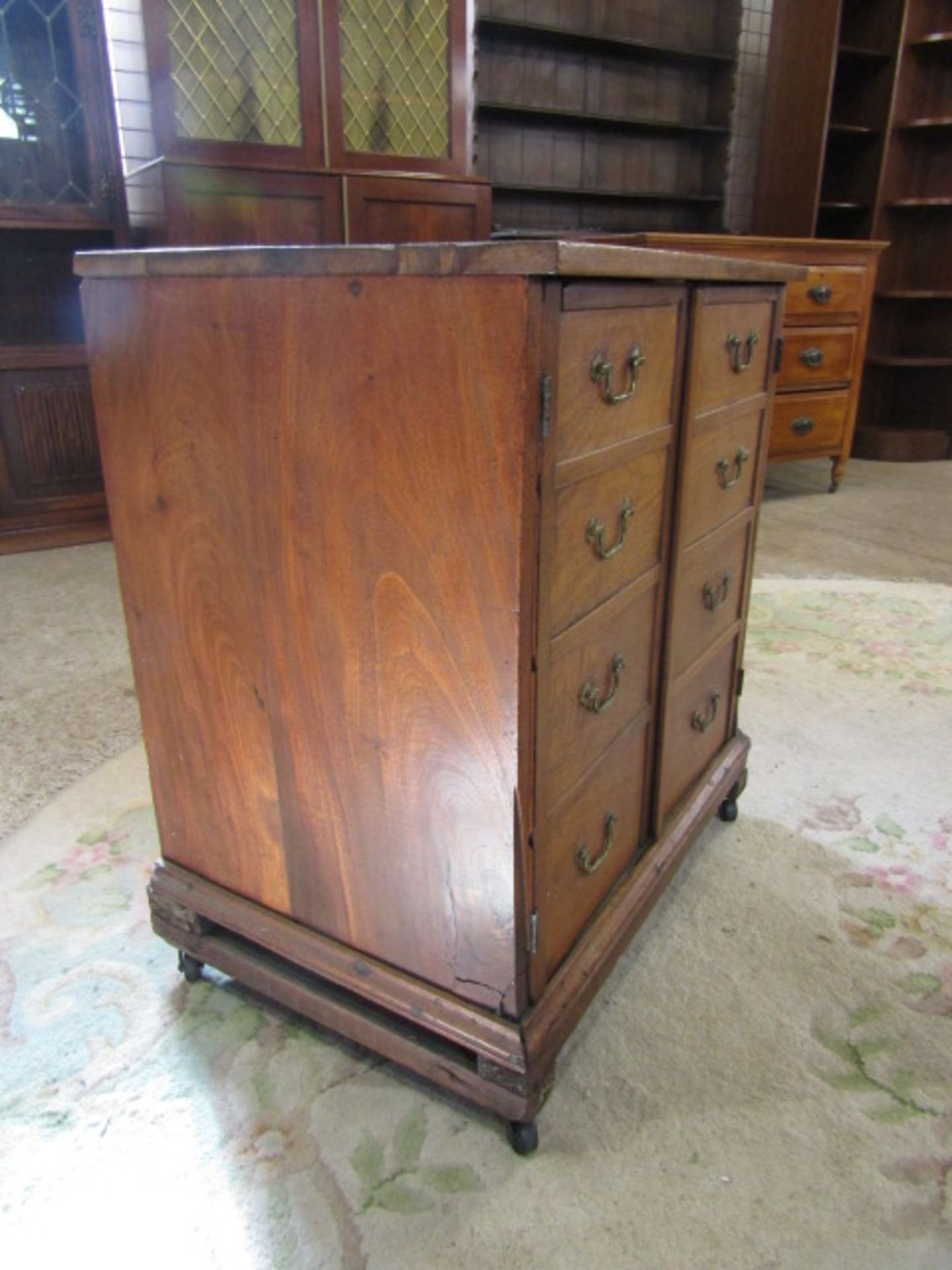 19thC mahogany cupboard with faux drawers - Image 2 of 4