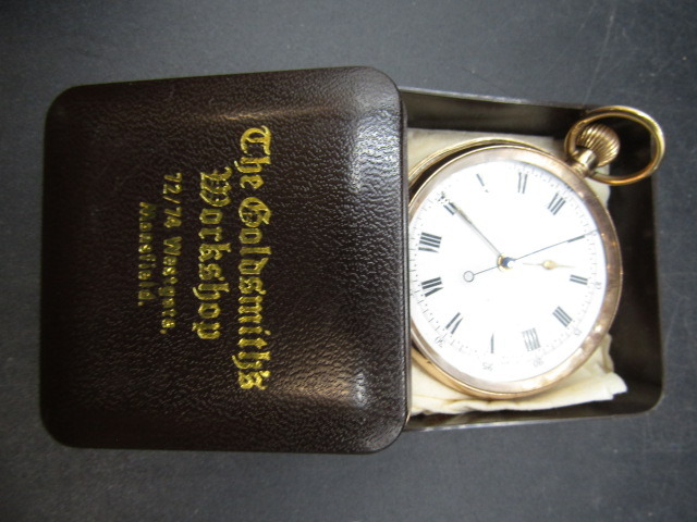 A 9ct gold pocket watch 73gms gross weight front case is loose - Image 6 of 6