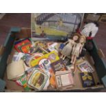 Beer mats, vintage dolls and teddy and a ship puzzle