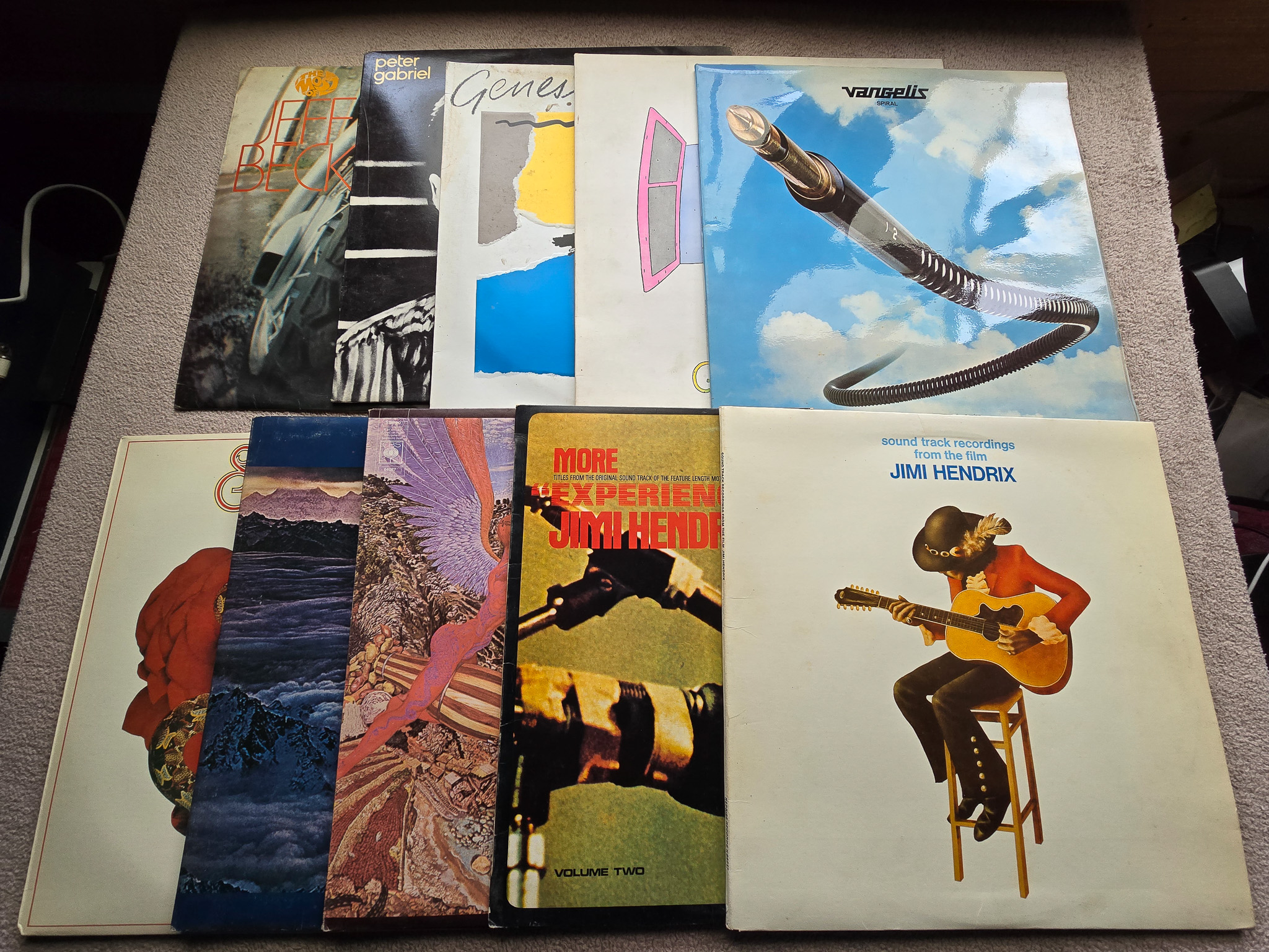 Collection of 10 Rock LP's to inc Genesis Santana Jimi Hendrix Vangelis etc