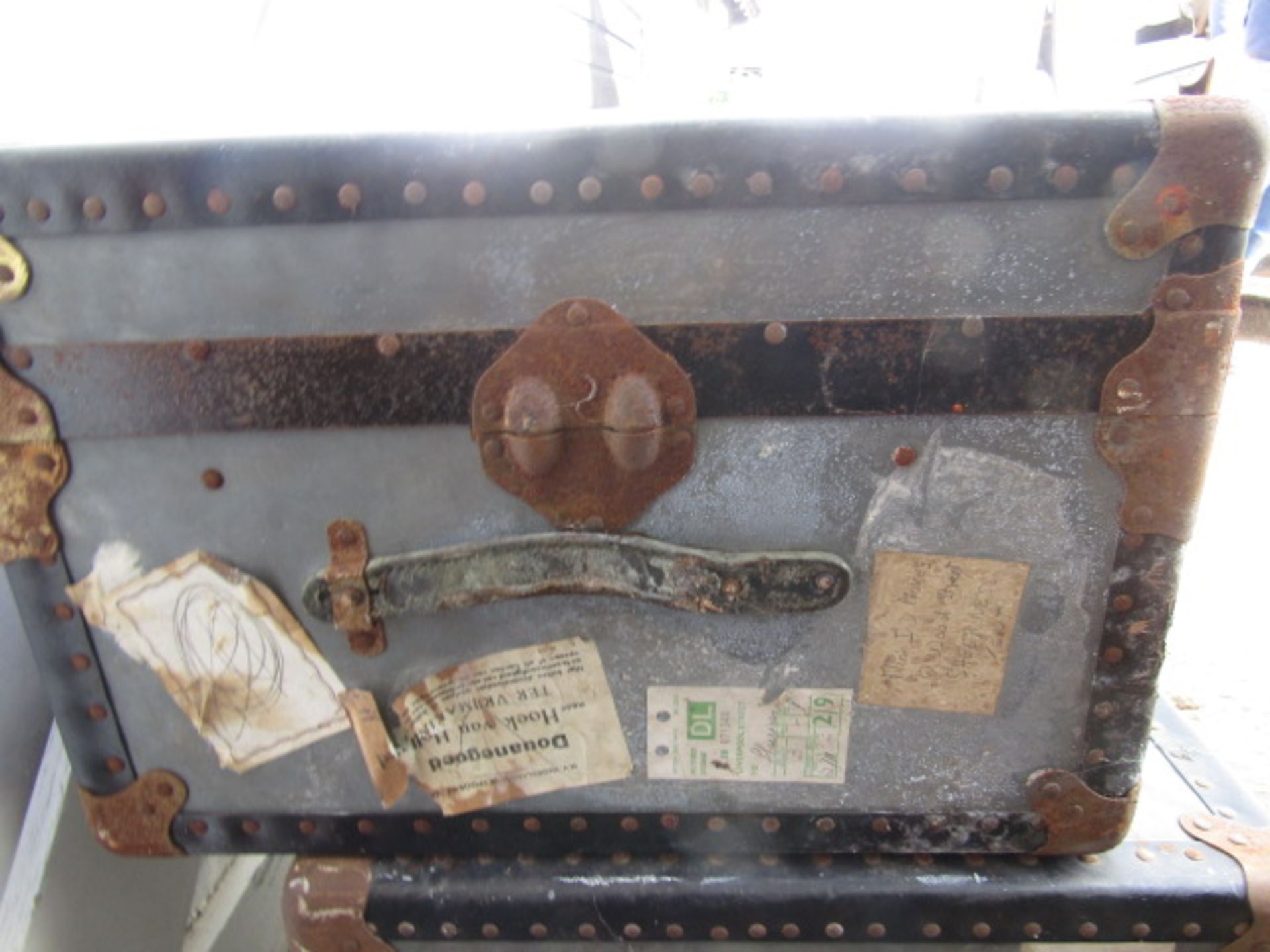 2 travelling trunks, one with interior tray - Image 11 of 14