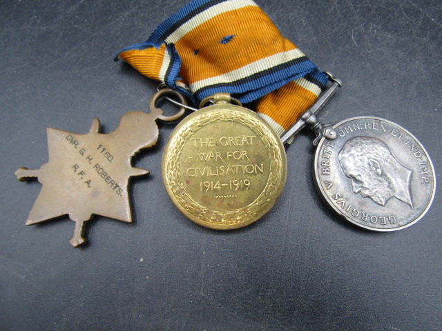 3 x WW1 medals inc 1914-15 star, BWM and Victory relating to 1160 DVR G.H ROBERTS RA/ RFA - Image 2 of 6