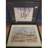 2 signed watercolours of tree scenes