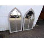 Pair of arched inside/outside wall mirrors 61cm x 112cm approx