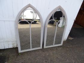 Pair of arched inside/outside wall mirrors 61cm x 112cm approx