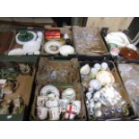 A job lot china, some glass and vintage tins etc