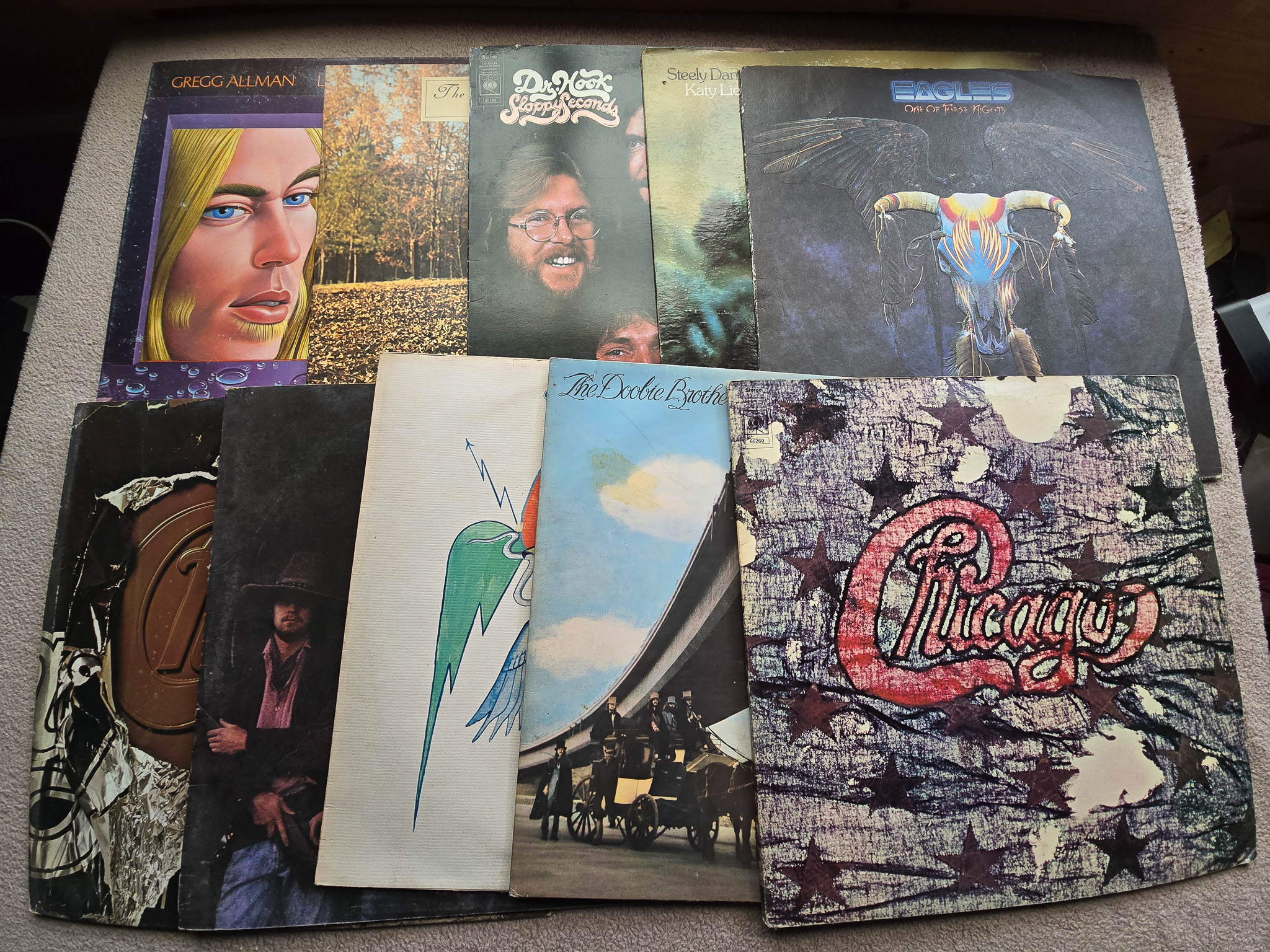 Collection of 10 Rock LP's to inc Allman Bros Steely Dan Eagles Chicago Doobie Bros etc