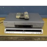 Panasonic DVD recorder and VHS player with remotes from a house clearance