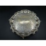 A silver tray London 1846 Edward Junior, John William, with crest of horses head in centre 505gms