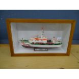 Cased DGzRS 'Arkona' model ship. Case size H29cm W48cm D13cm approx