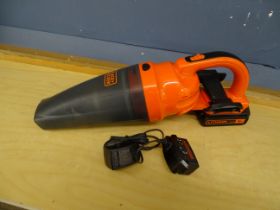 Black & Decker cordless lithium battery handheld vacuum cleaner with battery and charger in