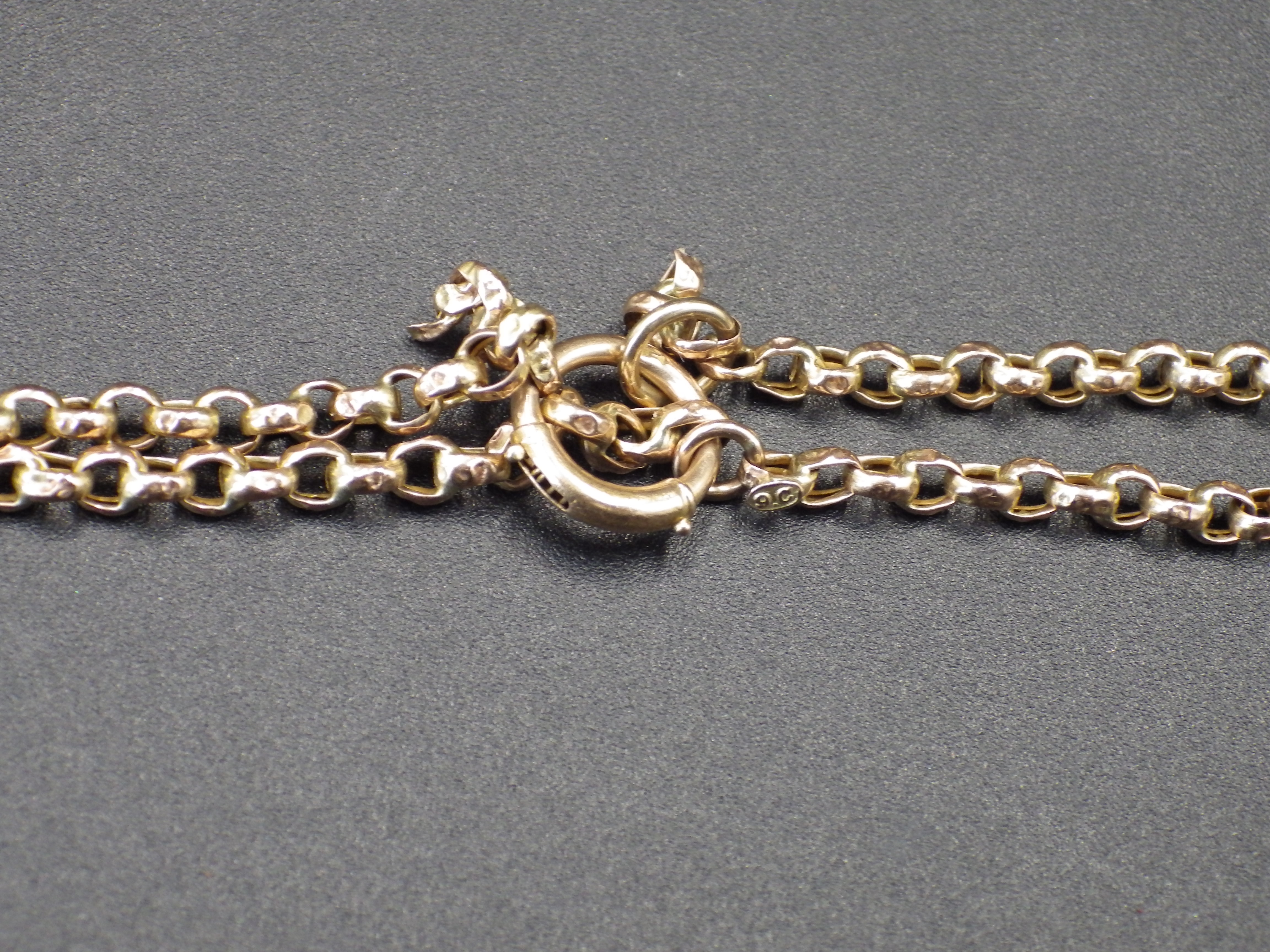 A double lorgnette marked 9 kt, on a gold chain marked 9 ct with decorative sphere detail, the chain - Image 5 of 6
