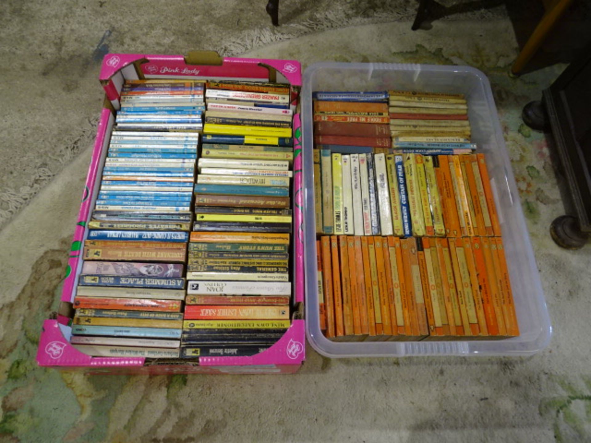 2 Trays of vintage books to include Puffin and Mills & Boon
