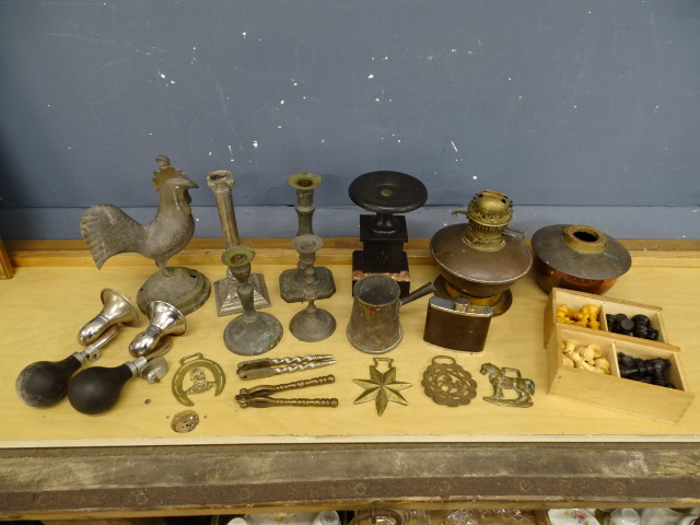 Mixed metalware and collectables to include chess sets and horns etc