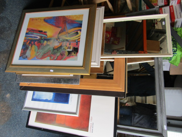 A quantity of pictures, frames and mirrors